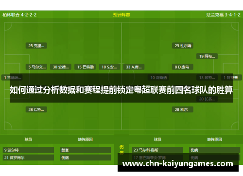 如何通过分析数据和赛程提前锁定粤超联赛前四名球队的胜算