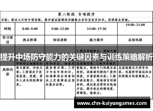 提升中场防守能力的关键因素与训练策略解析